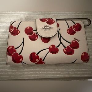 Coach Cherry Pattern Wallet - Red and Cream